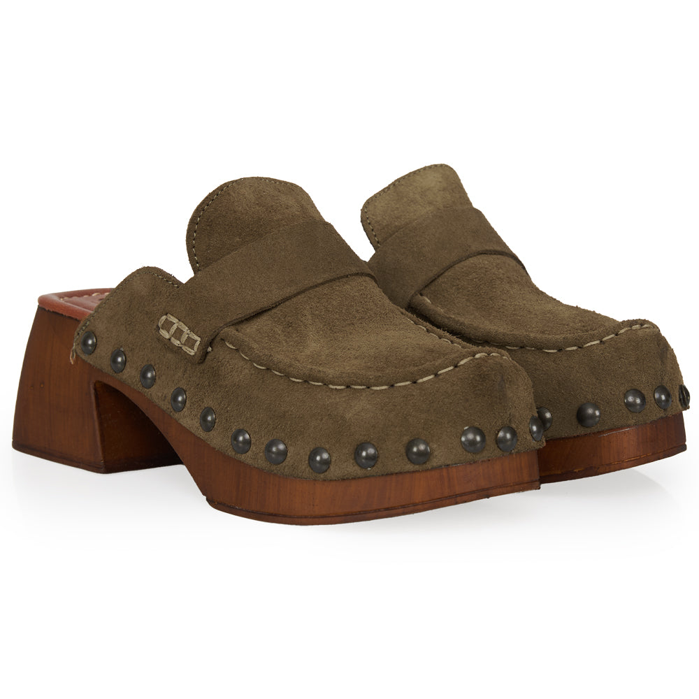 Antelope Suede Moccasin Sabot