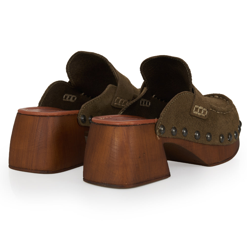 Antelope Suede Moccasin Sabot
