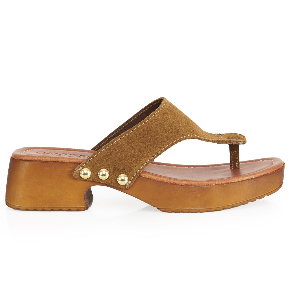 tongs à plateforme en daim antilope