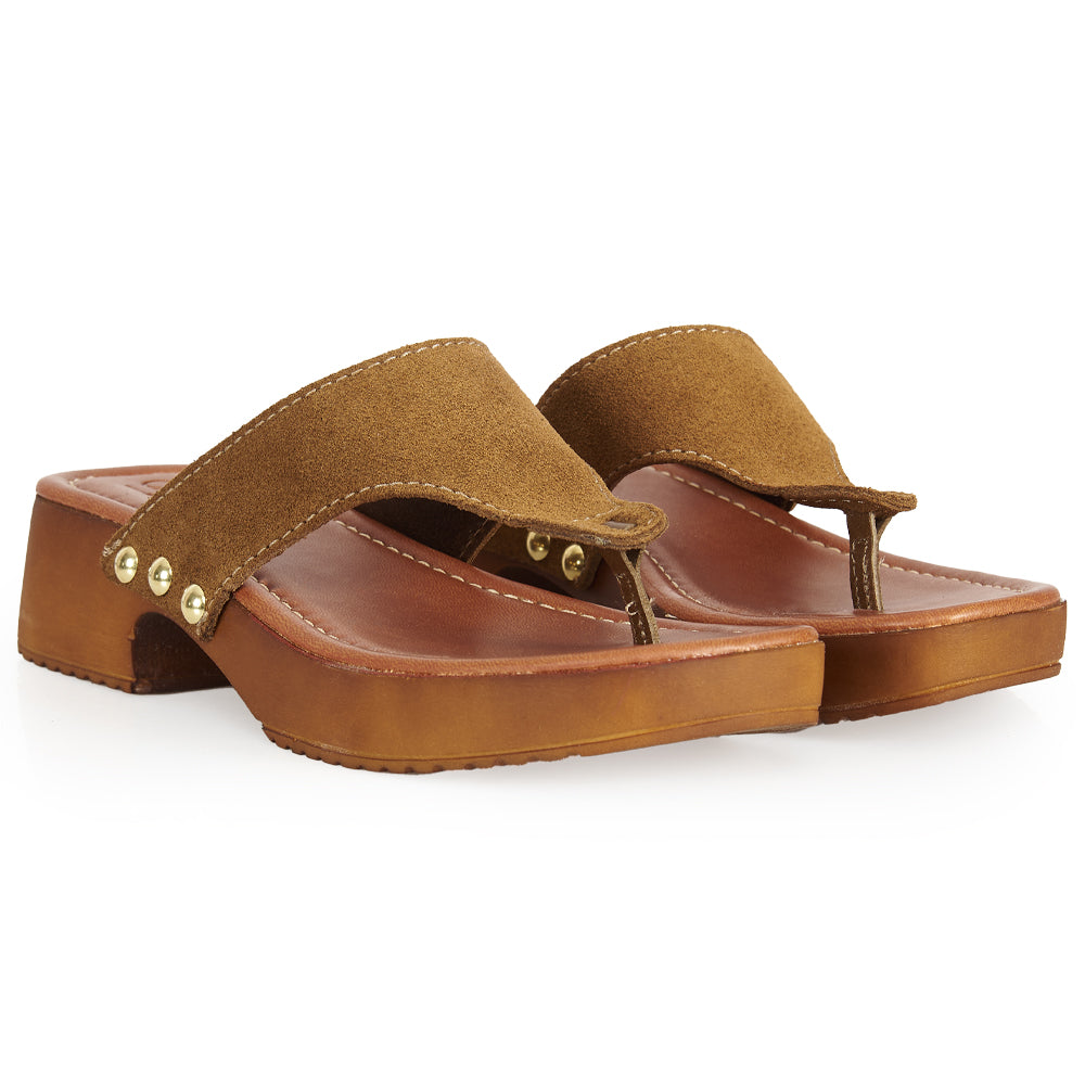 tongs à plateforme en daim antilope