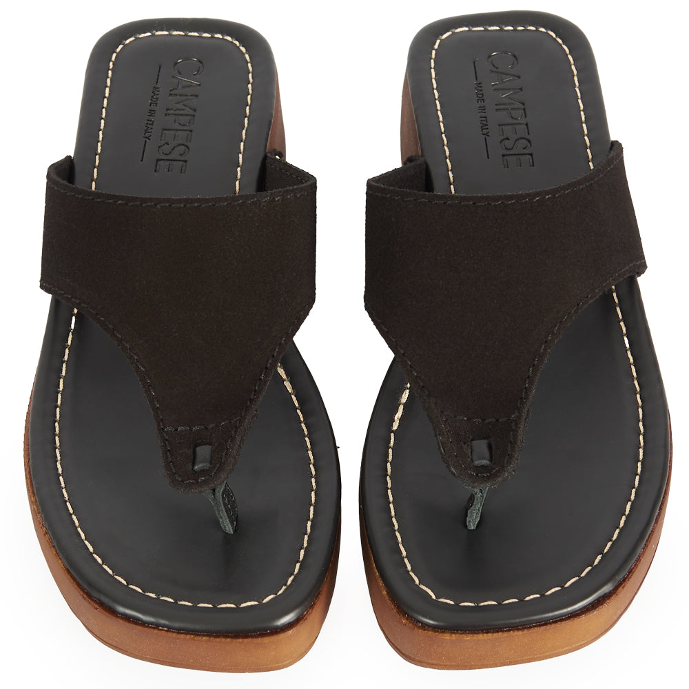 Infradito platform in camoscio nero