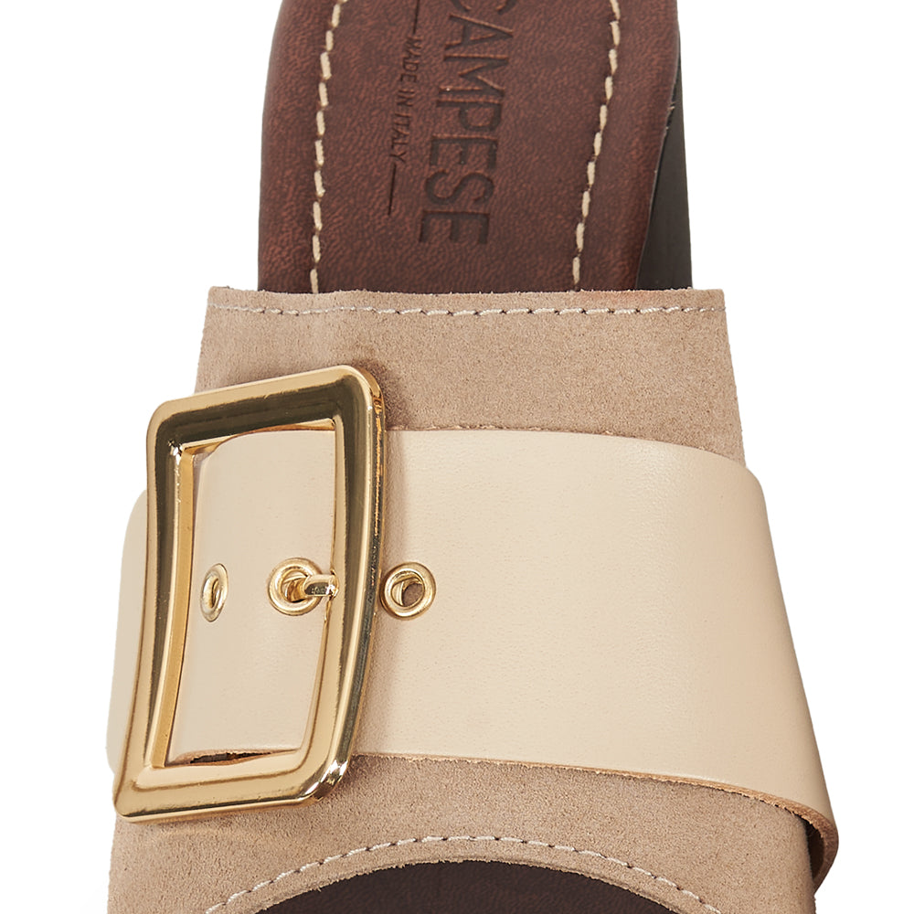 Ice suede wood-effect wedge clog