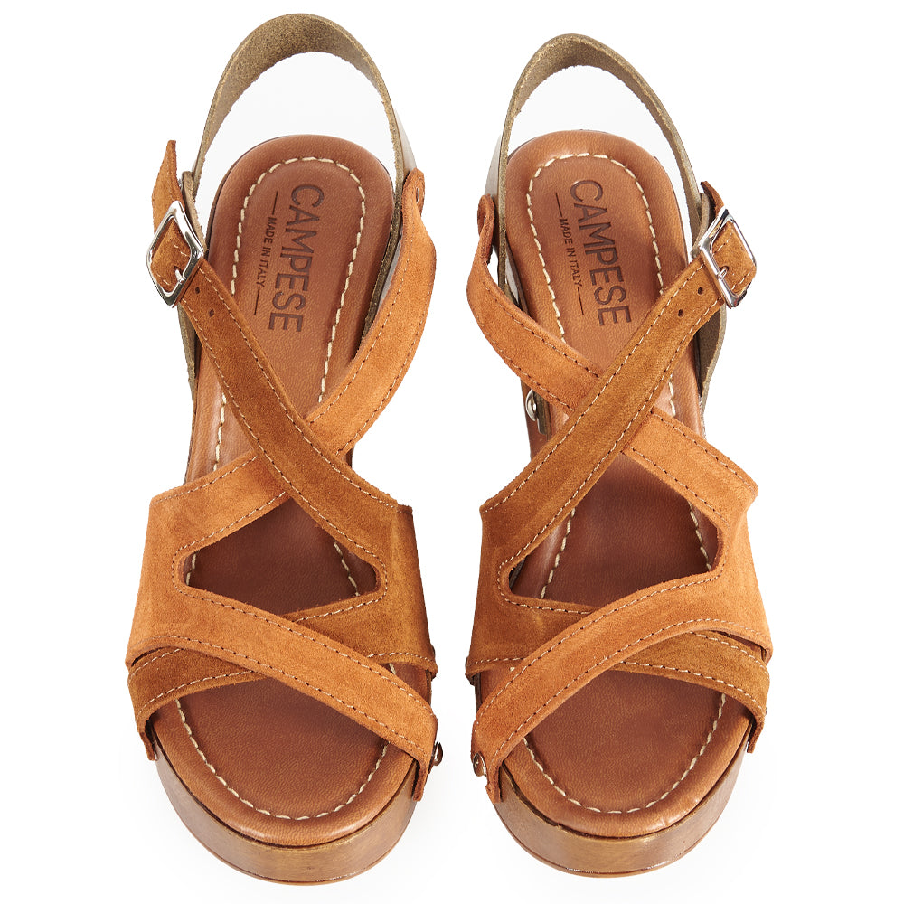 sandale à talons hauts croisés en cuir suédé