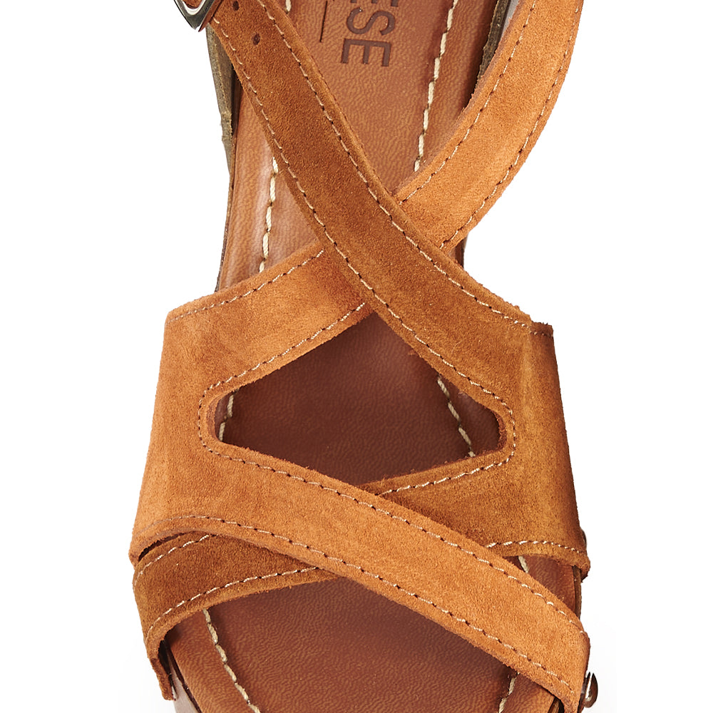 sandale à talons hauts croisés en cuir suédé