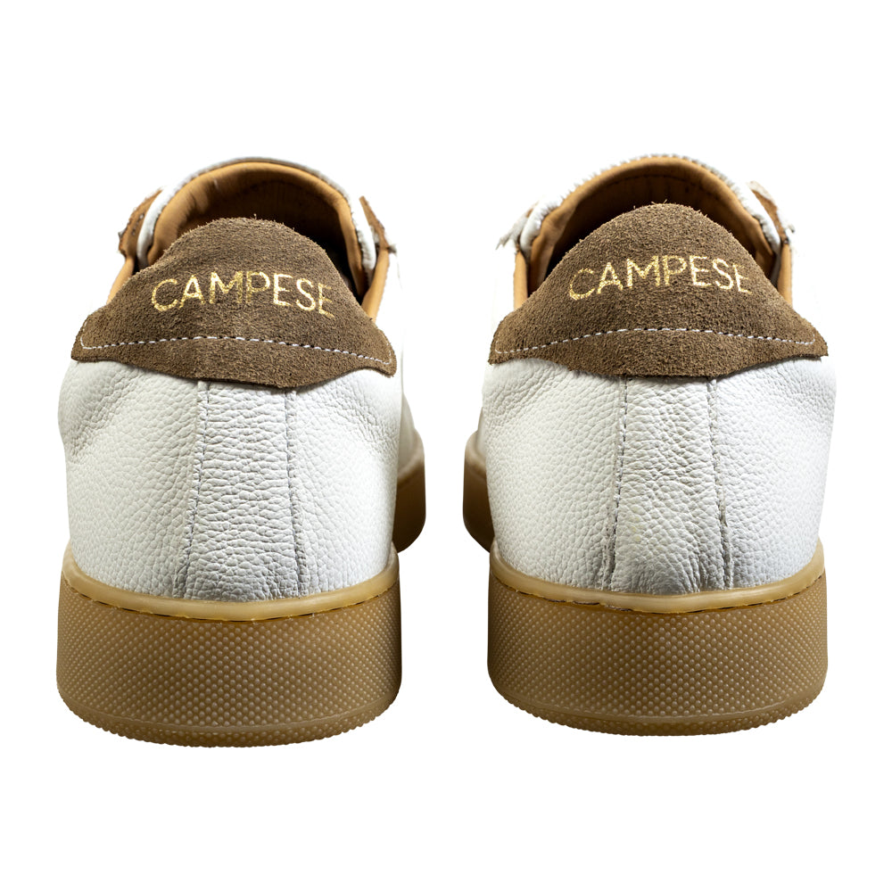 Sneakers in pelle bianca e tortora
