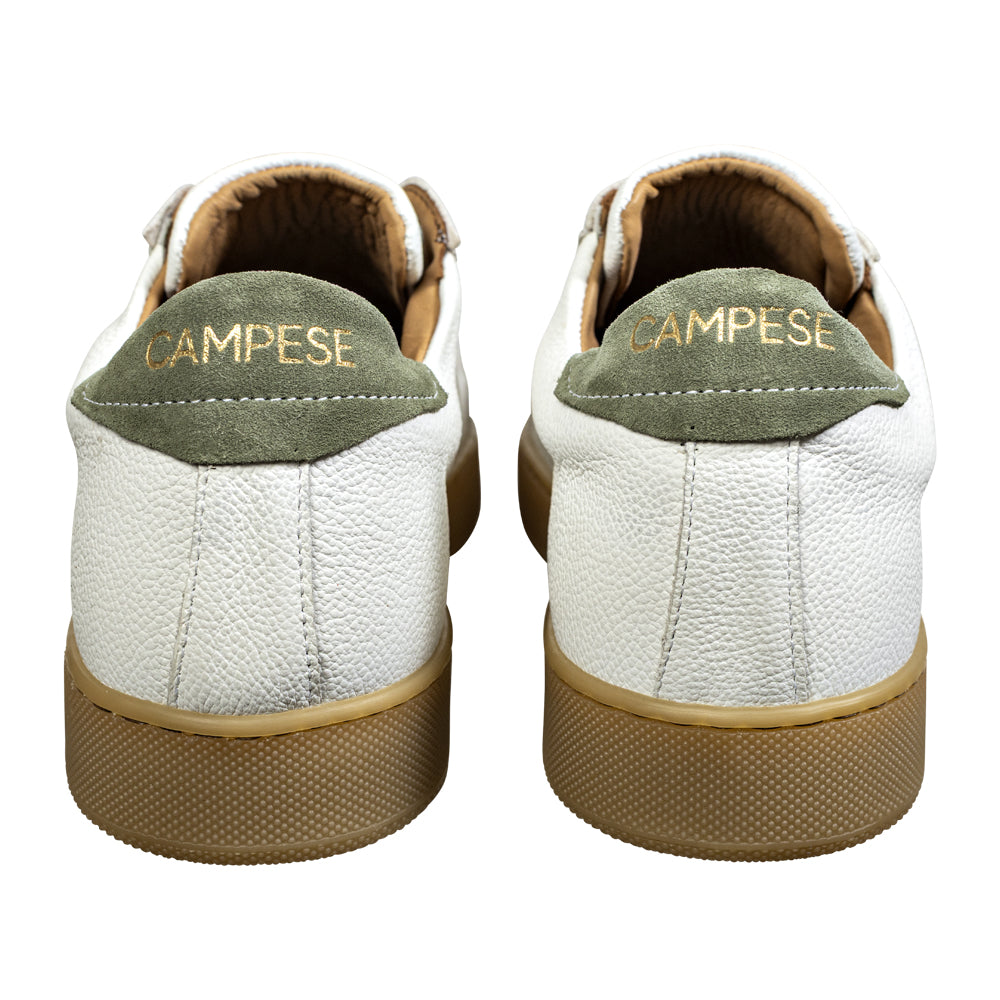 Baskets en cuir blanc et vert