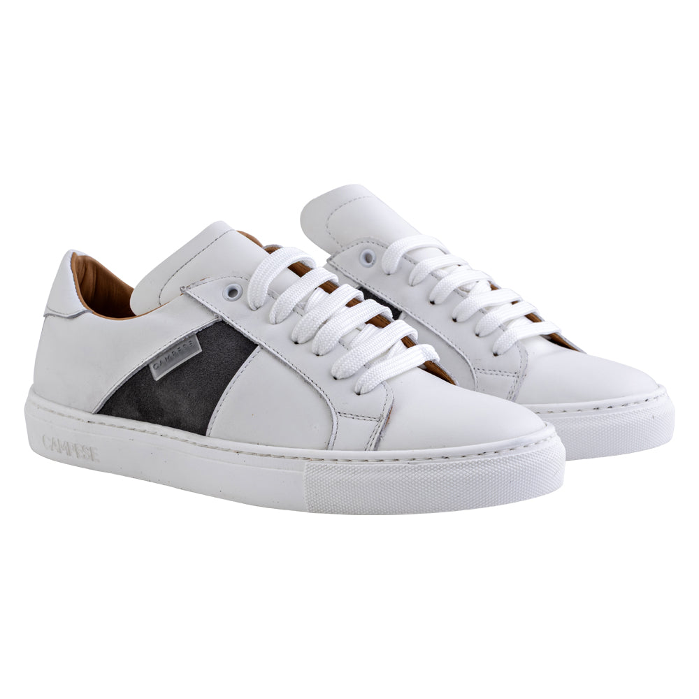Baskets en cuir blanc et gris