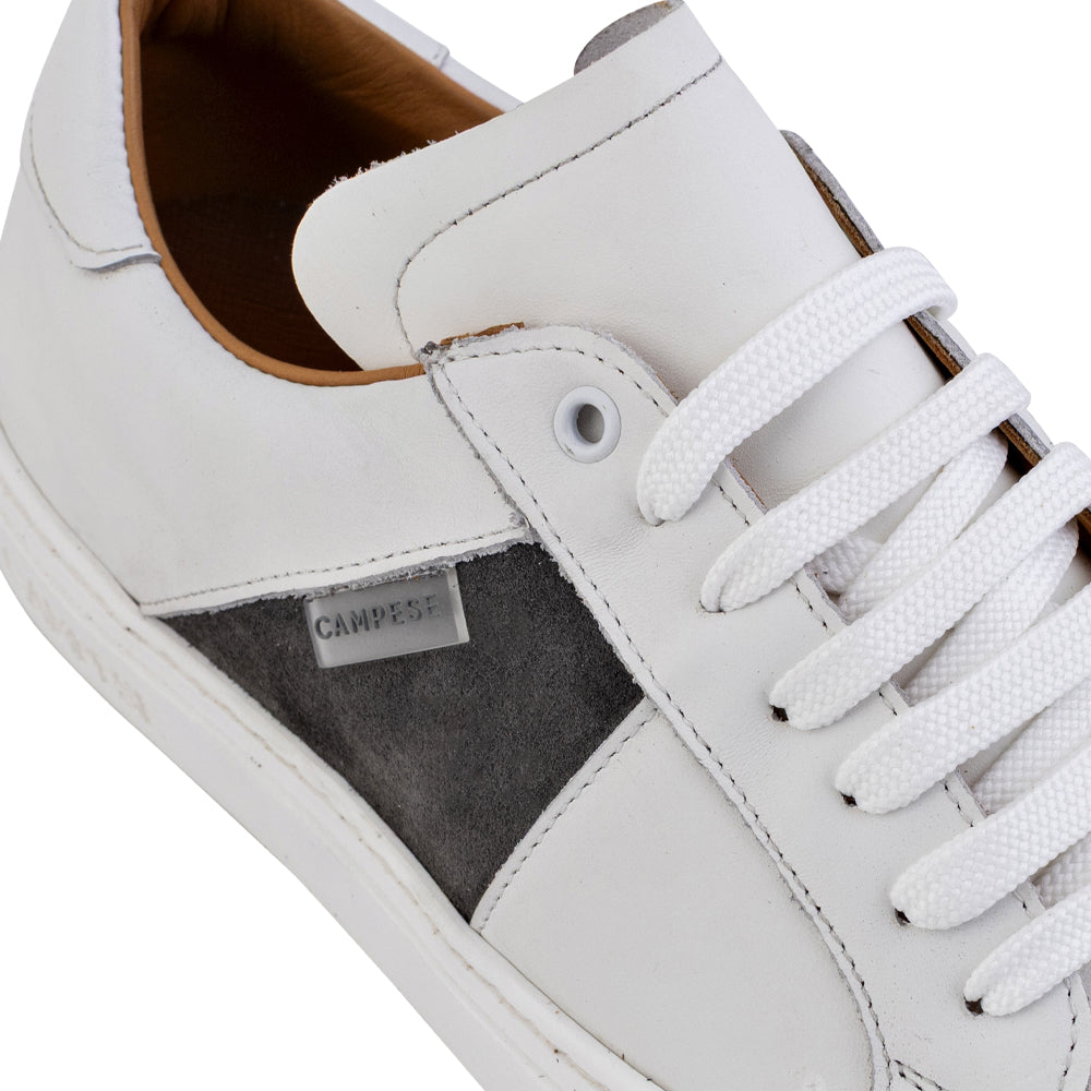 Baskets en cuir blanc et gris