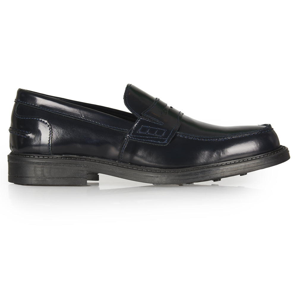 Mocassino Penny in pelle abrasivata blu