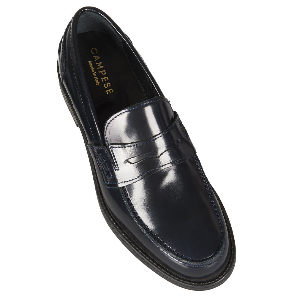 Mocassino Penny in pelle abrasivata blu