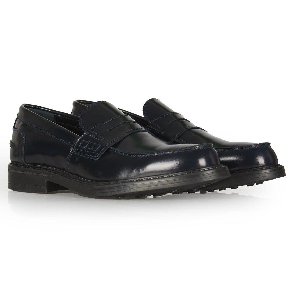 Mocassino Penny in pelle abrasivata blu