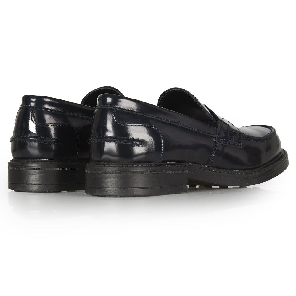 Mocassino Penny in pelle abrasivata blu