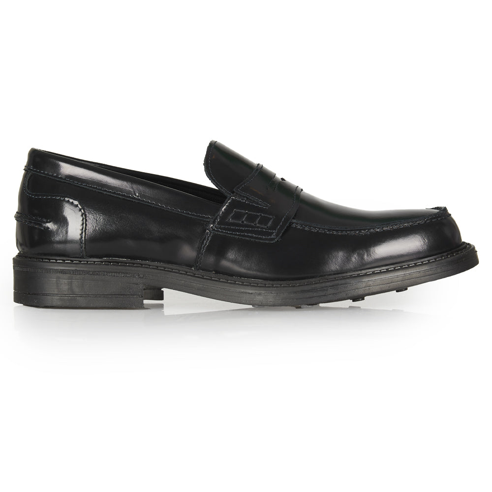 Mocassino Penny in pelle abrasivata nera