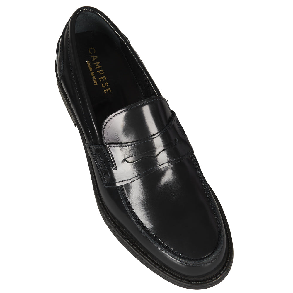 Mocassino Penny in pelle abrasivata nera