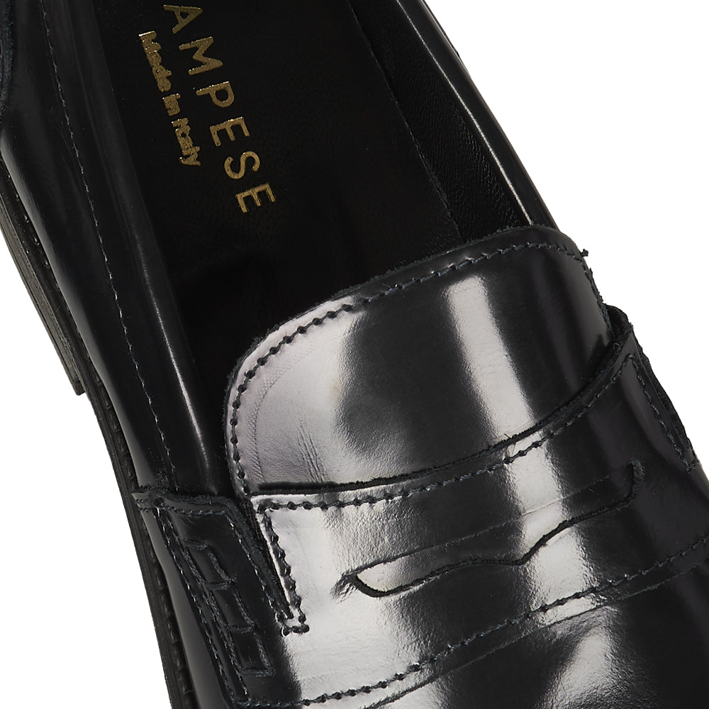 Mocassino Penny in pelle abrasivata nera