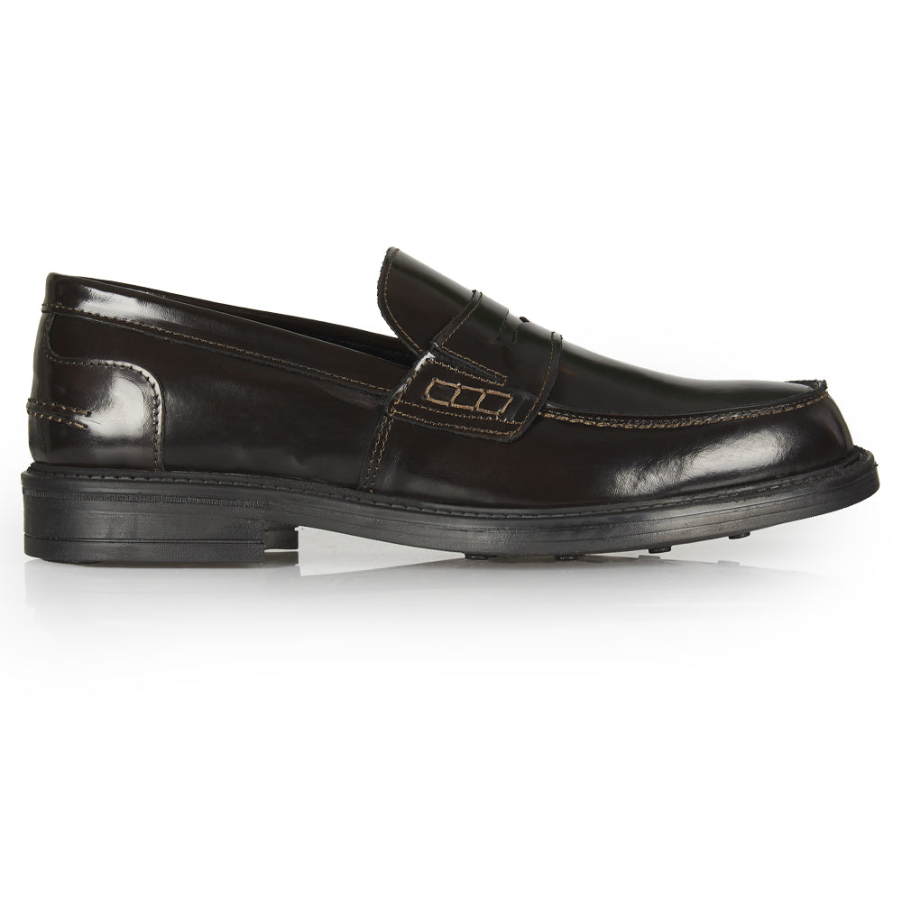 Mocassino Penny in pelle abrasivata testa di moro