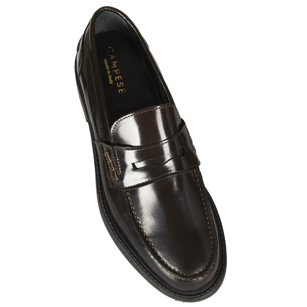 Mocassino Penny in pelle abrasivata testa di moro