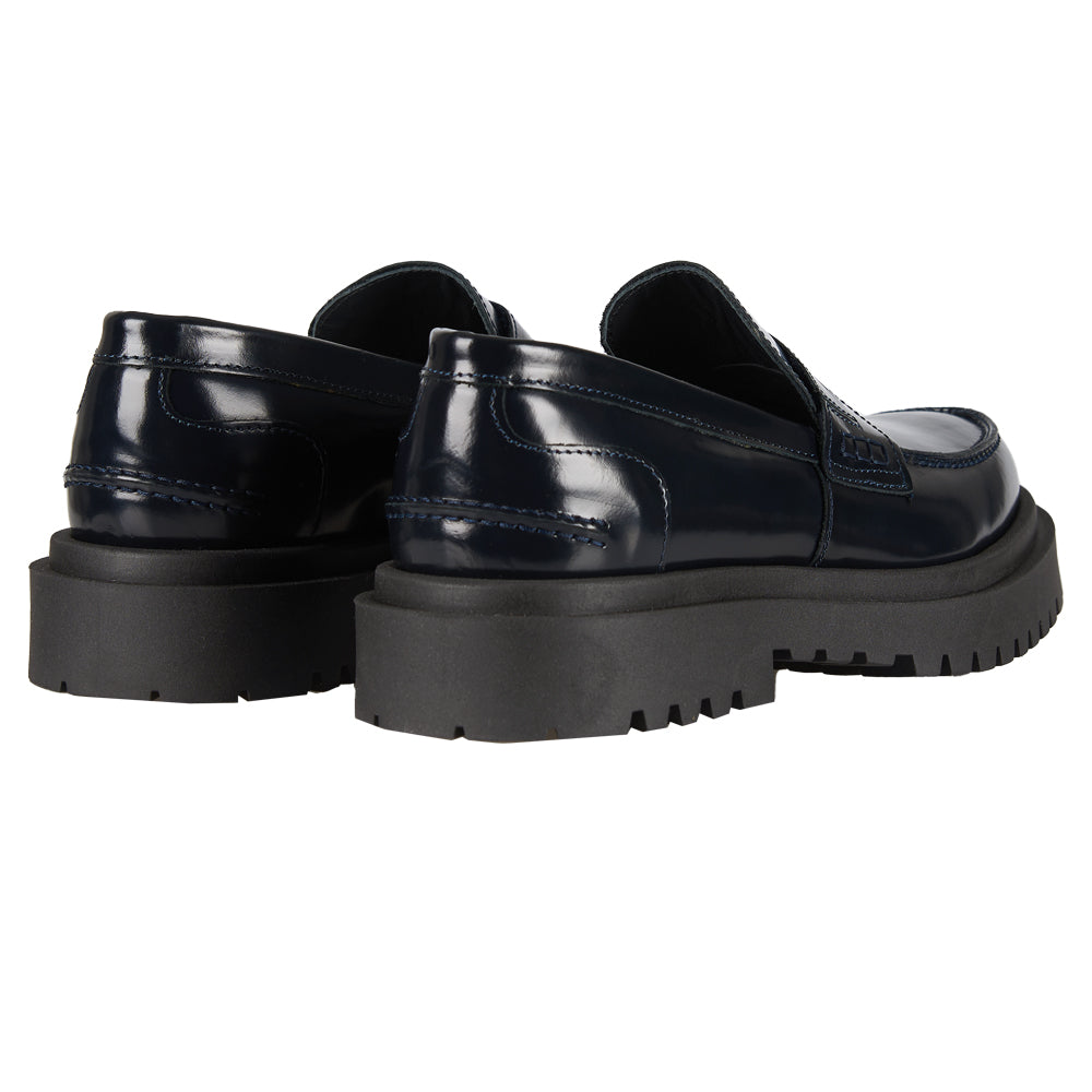 Mocassino Penny in pelle abrasivata blu