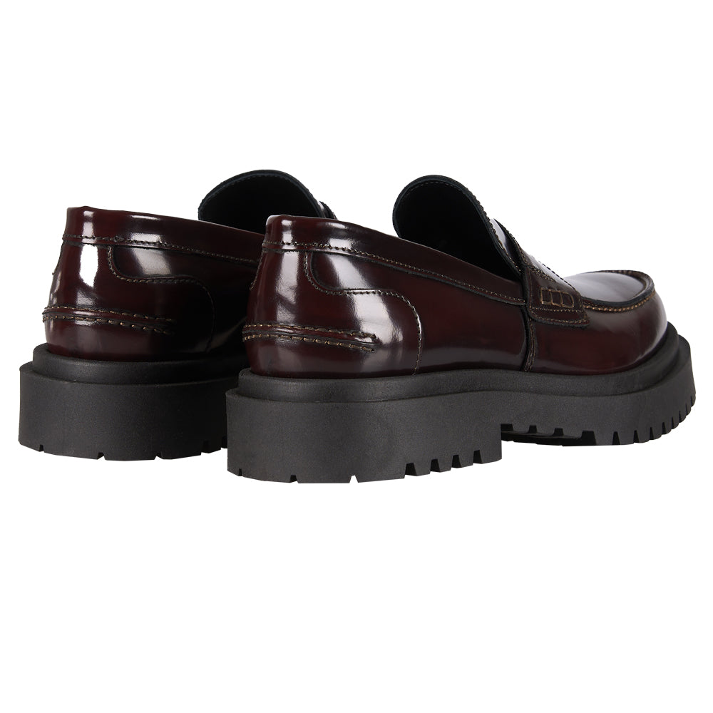 Mocassino Penny in pelle abrasivata bordeaux