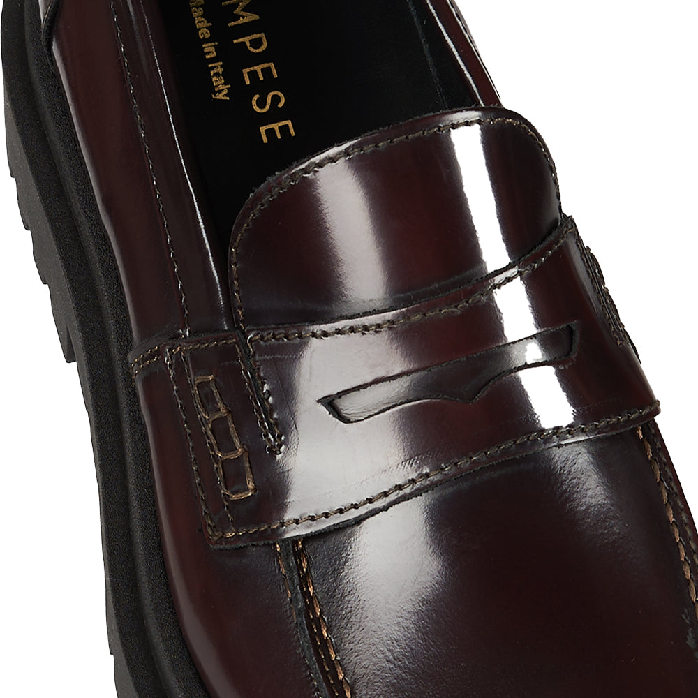 Mocassino Penny in pelle abrasivata bordeaux