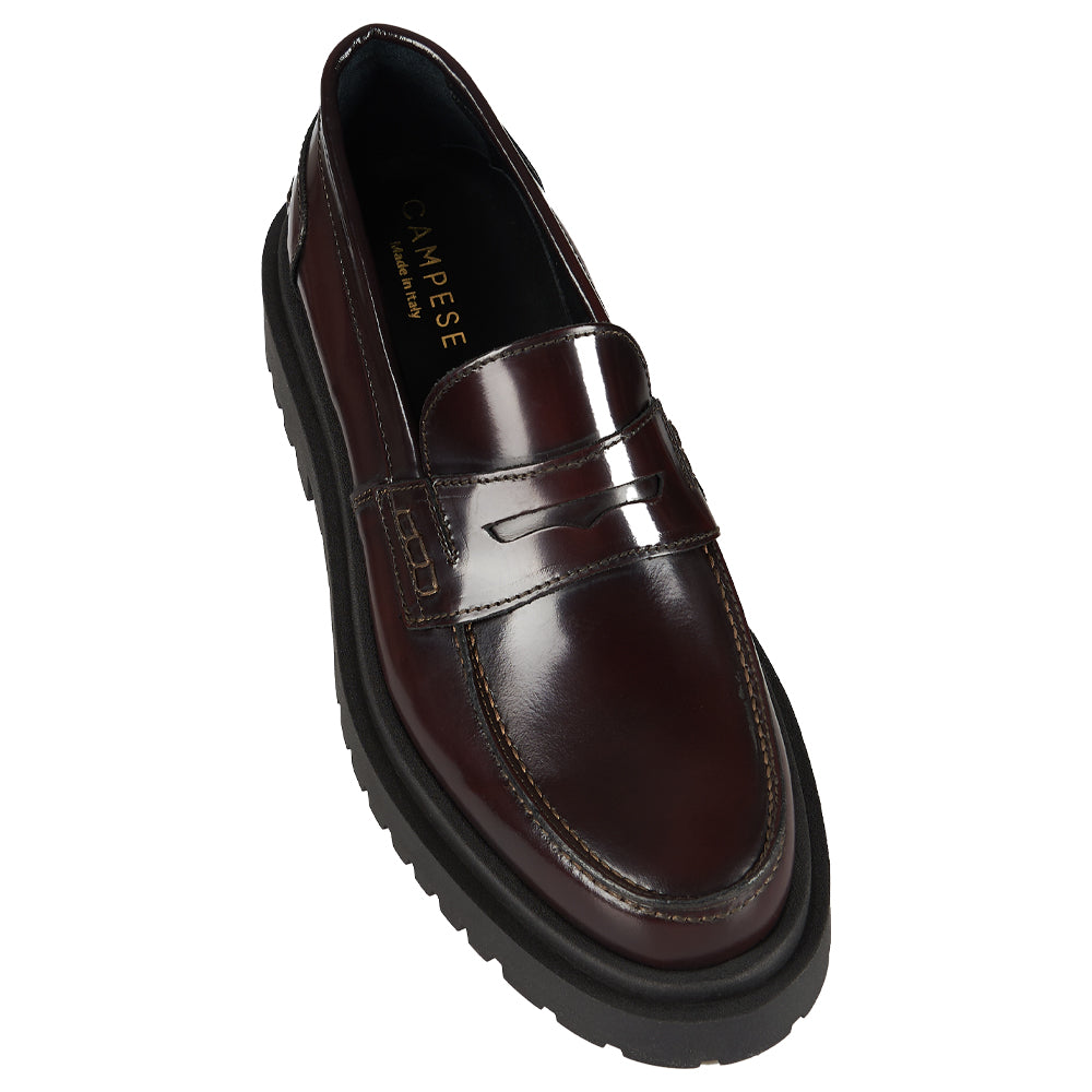 Mocassino Penny in pelle abrasivata bordeaux