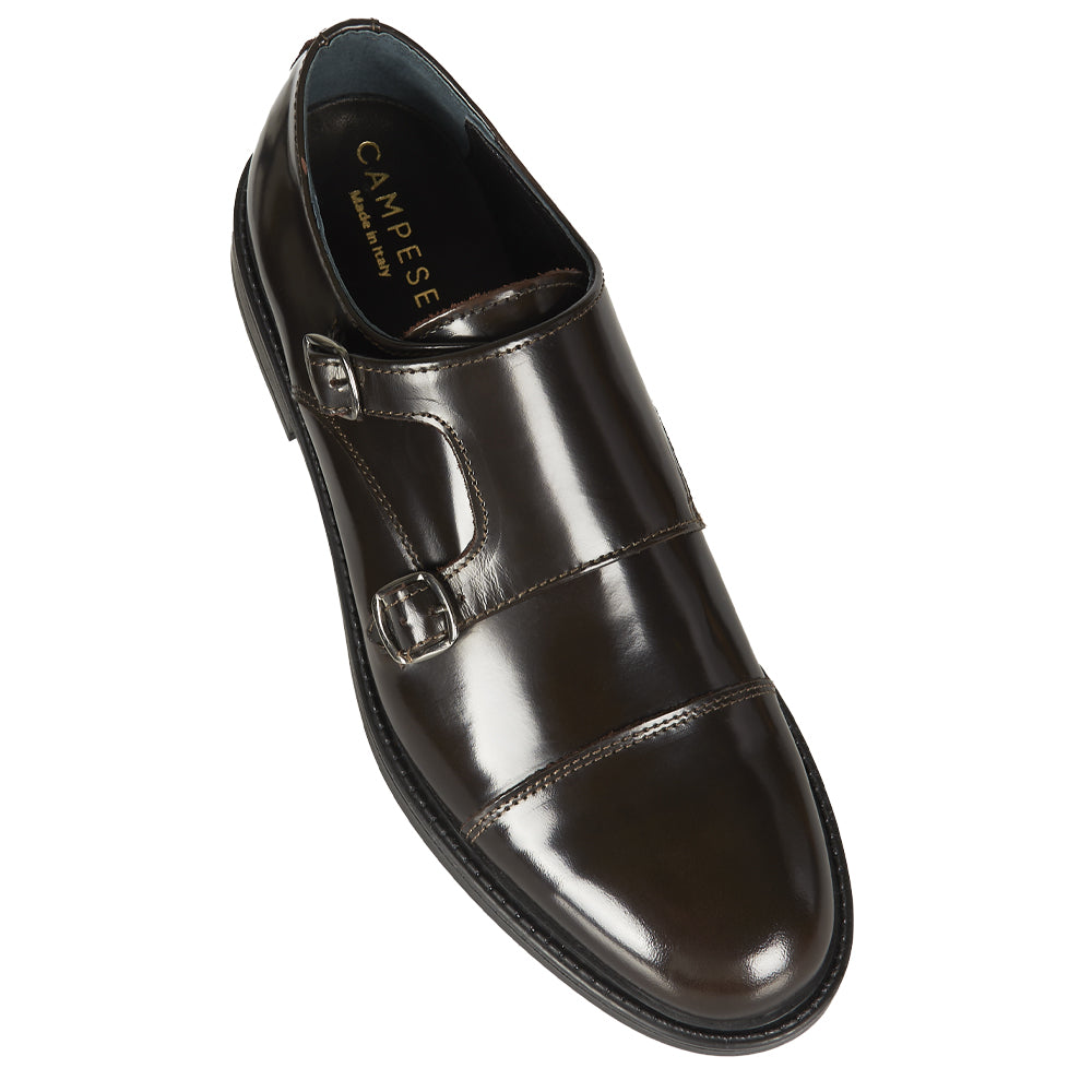 Mocassino Monk strap in pelle testa di moro abrasivata