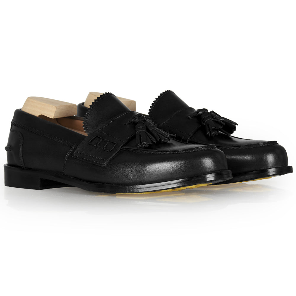 Mocassino tassel in pelle nera