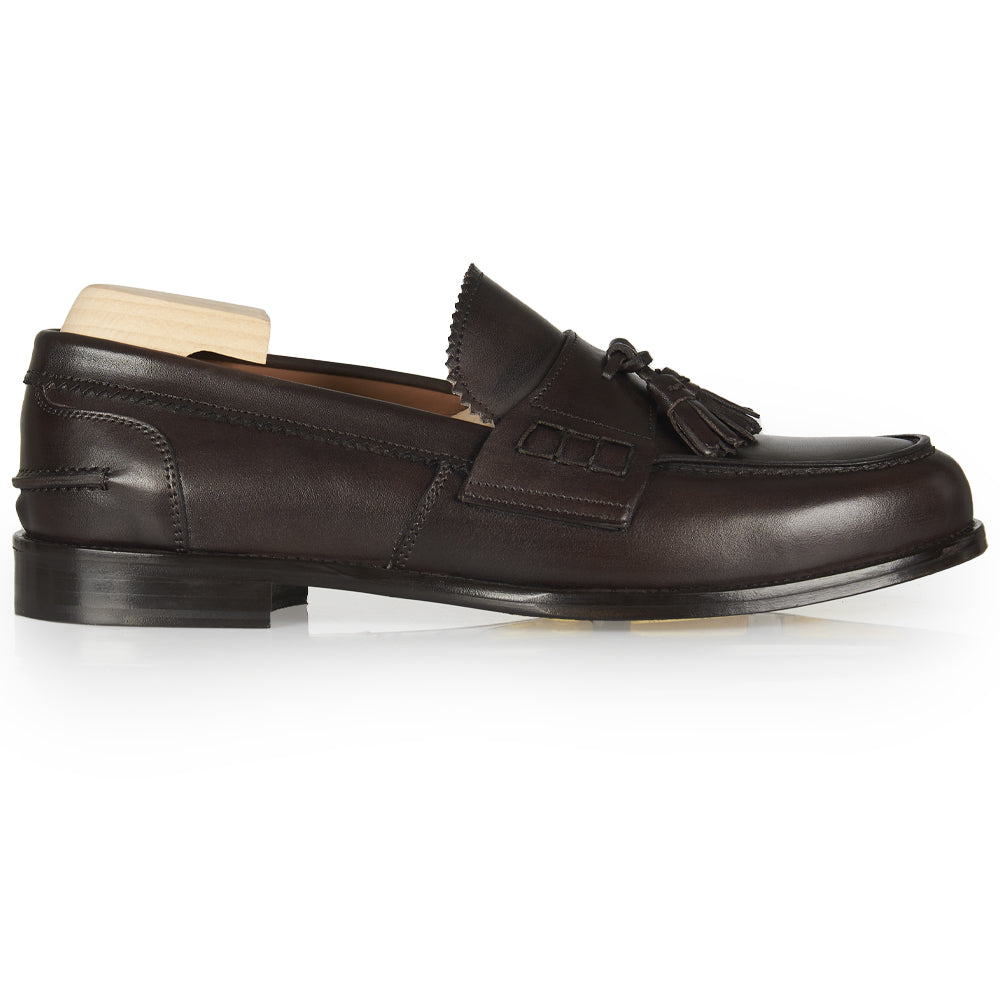 Mocassino tassel in pelle testa di moro