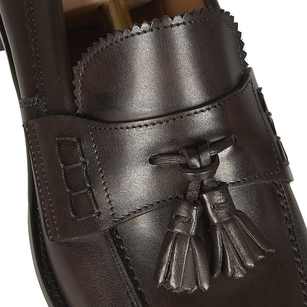 Mocassino tassel in pelle testa di moro