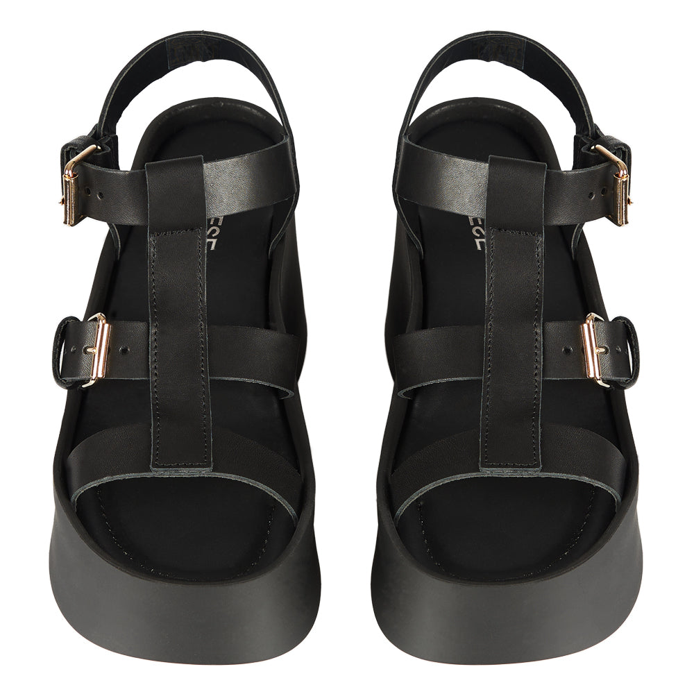 Sandali con zeppa nero