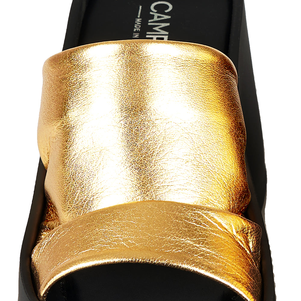 Sandali con zeppa fascia oro