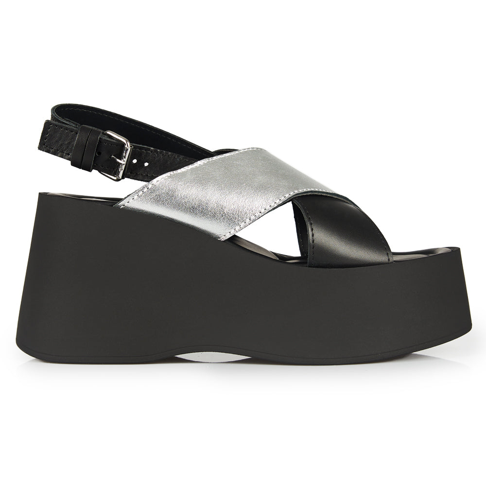 Sandali con zeppa argento