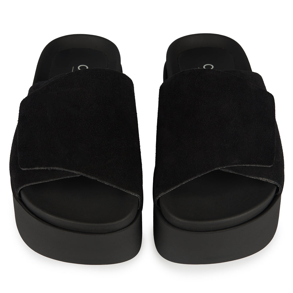 Sandali con zeppa fascia nera