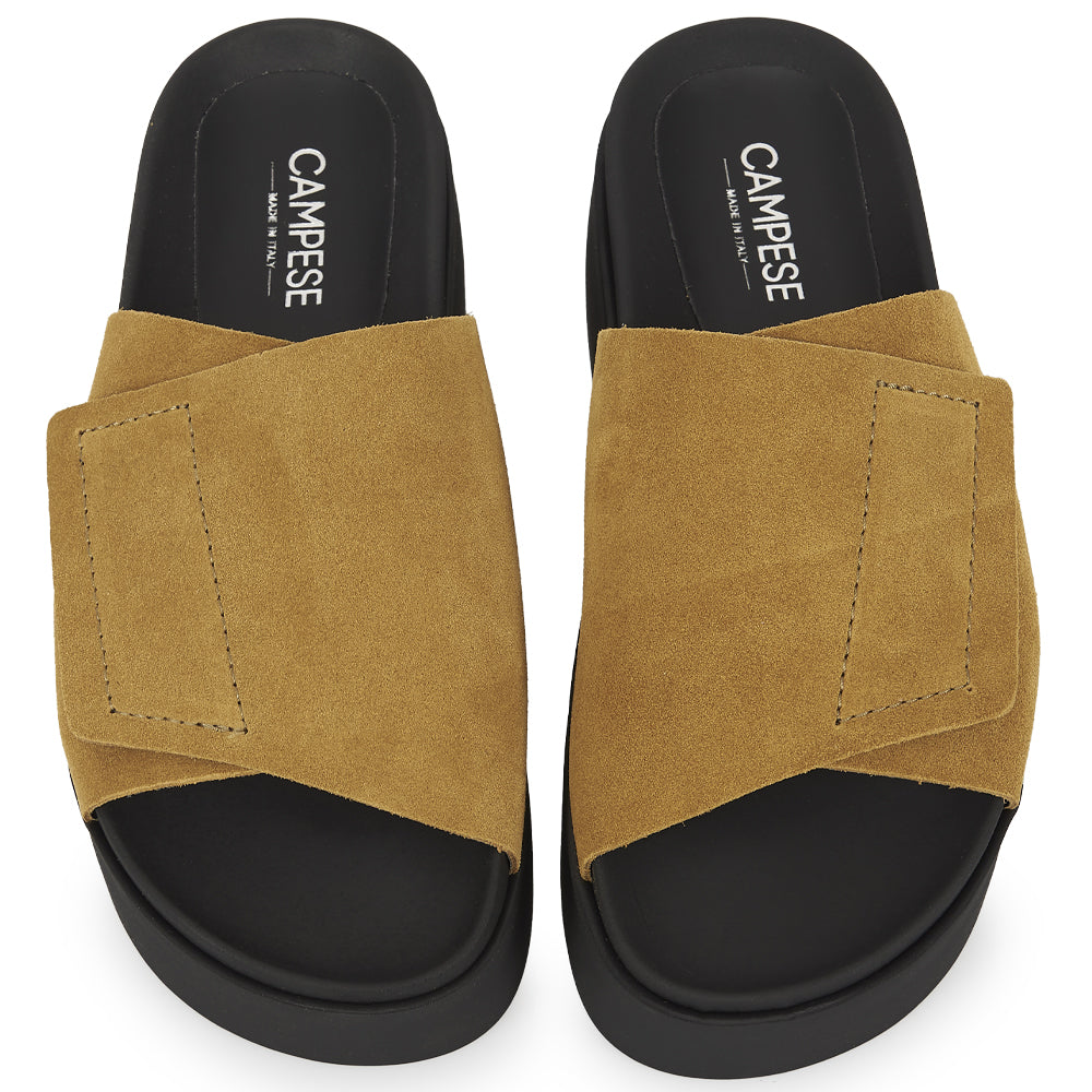 Mustard suede platform sandal