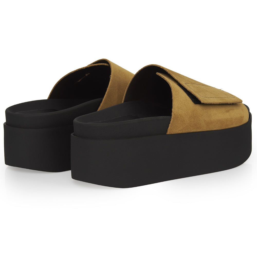 Mustard suede platform sandal