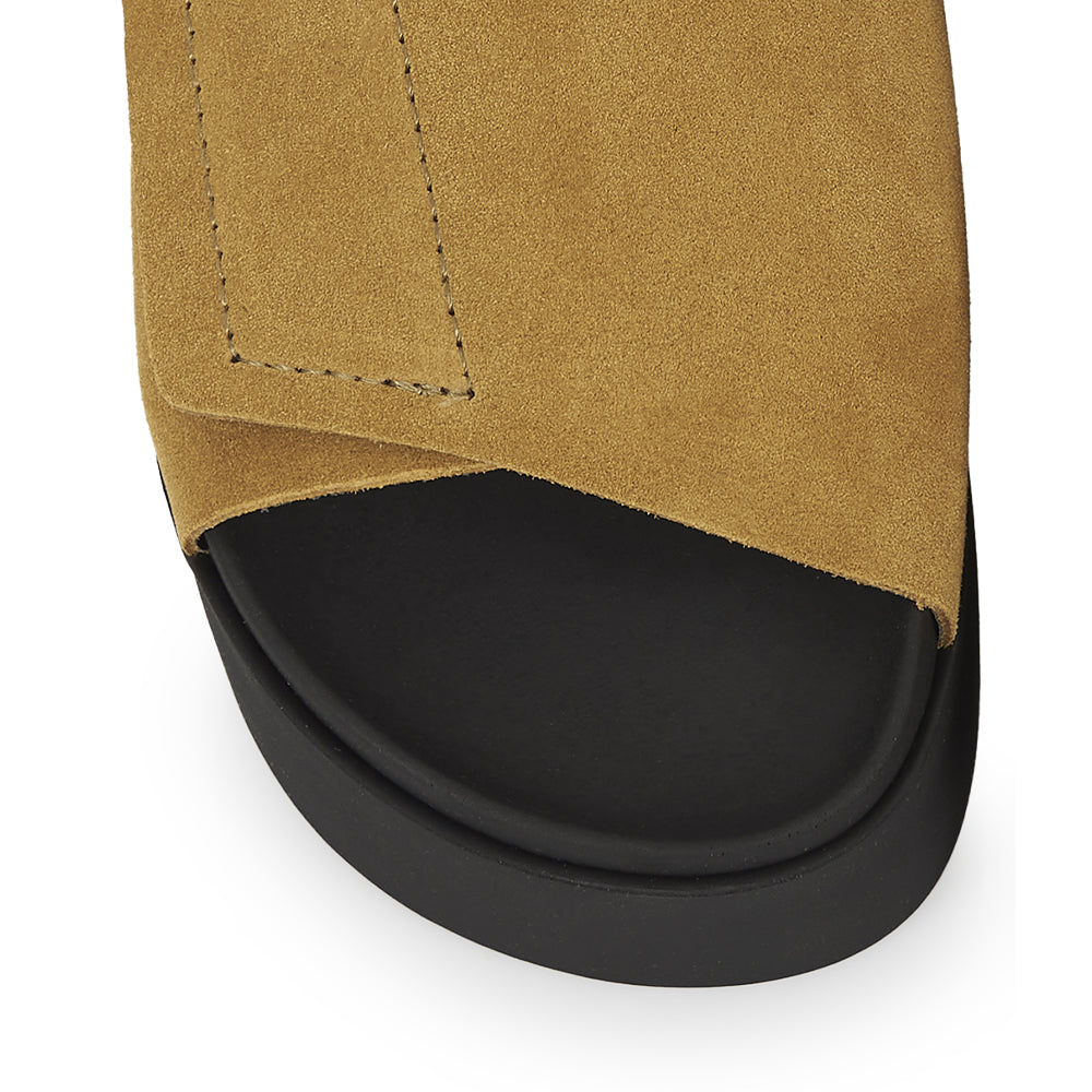 Mustard suede platform sandal