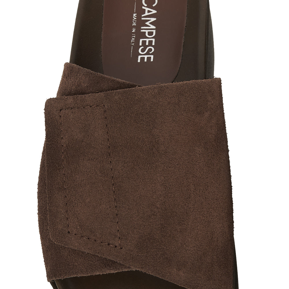 sandale à plateforme en daim marron foncé