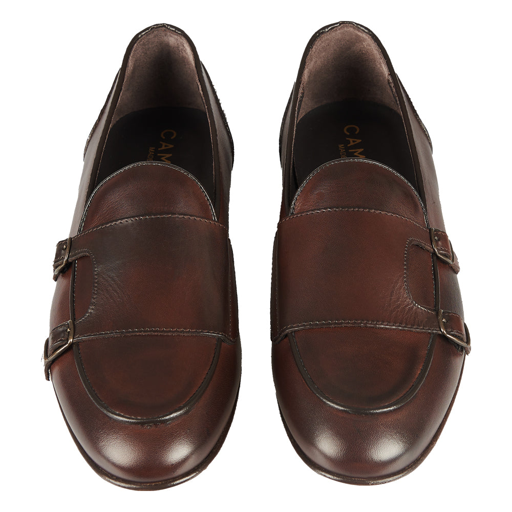 Brown monk strap moccasin