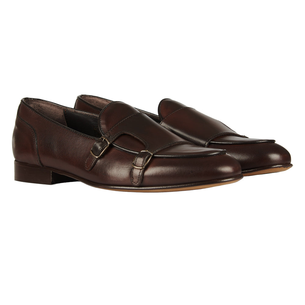 Brown monk strap moccasin