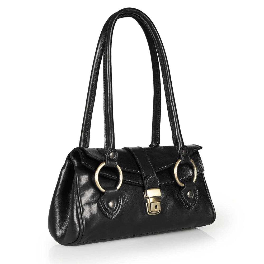 Borsa a mano in pelle nera