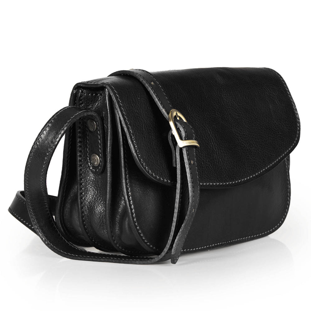 Borsa a tracolla in pelle nera