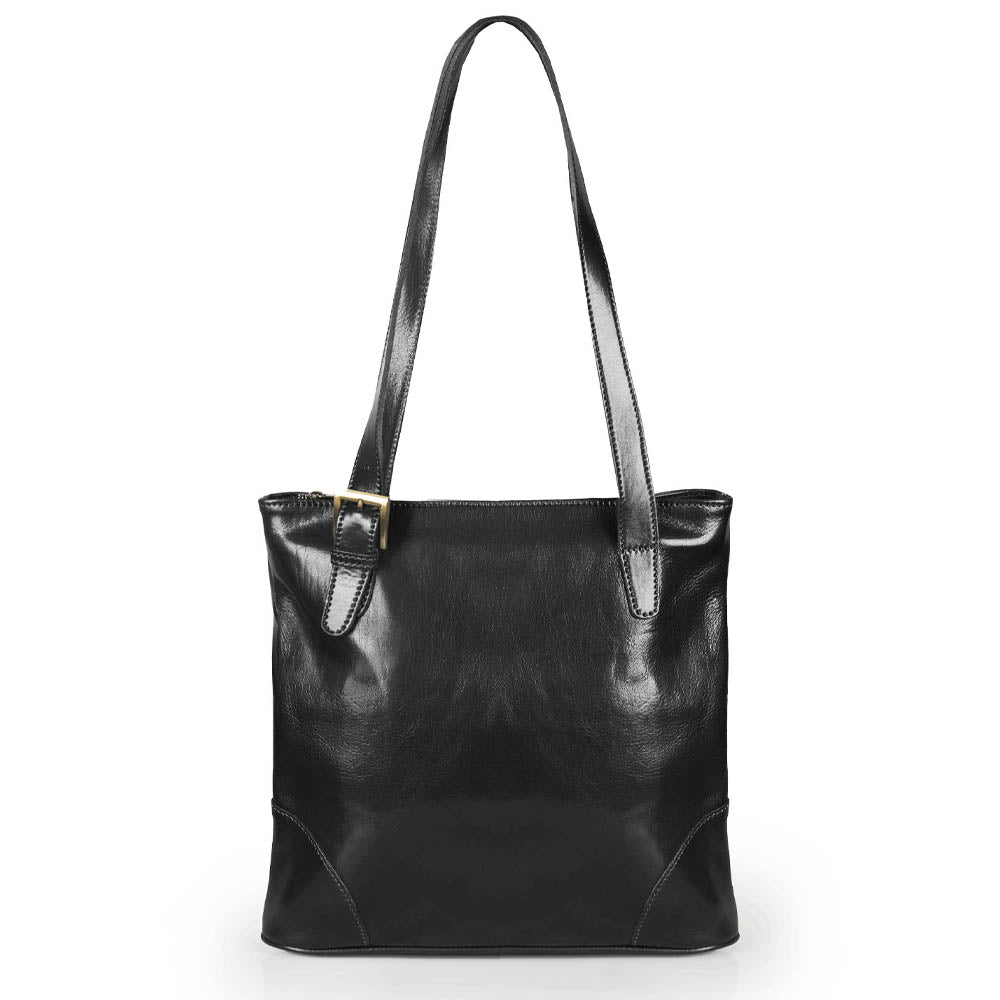 Borsa shopper in pelle nera