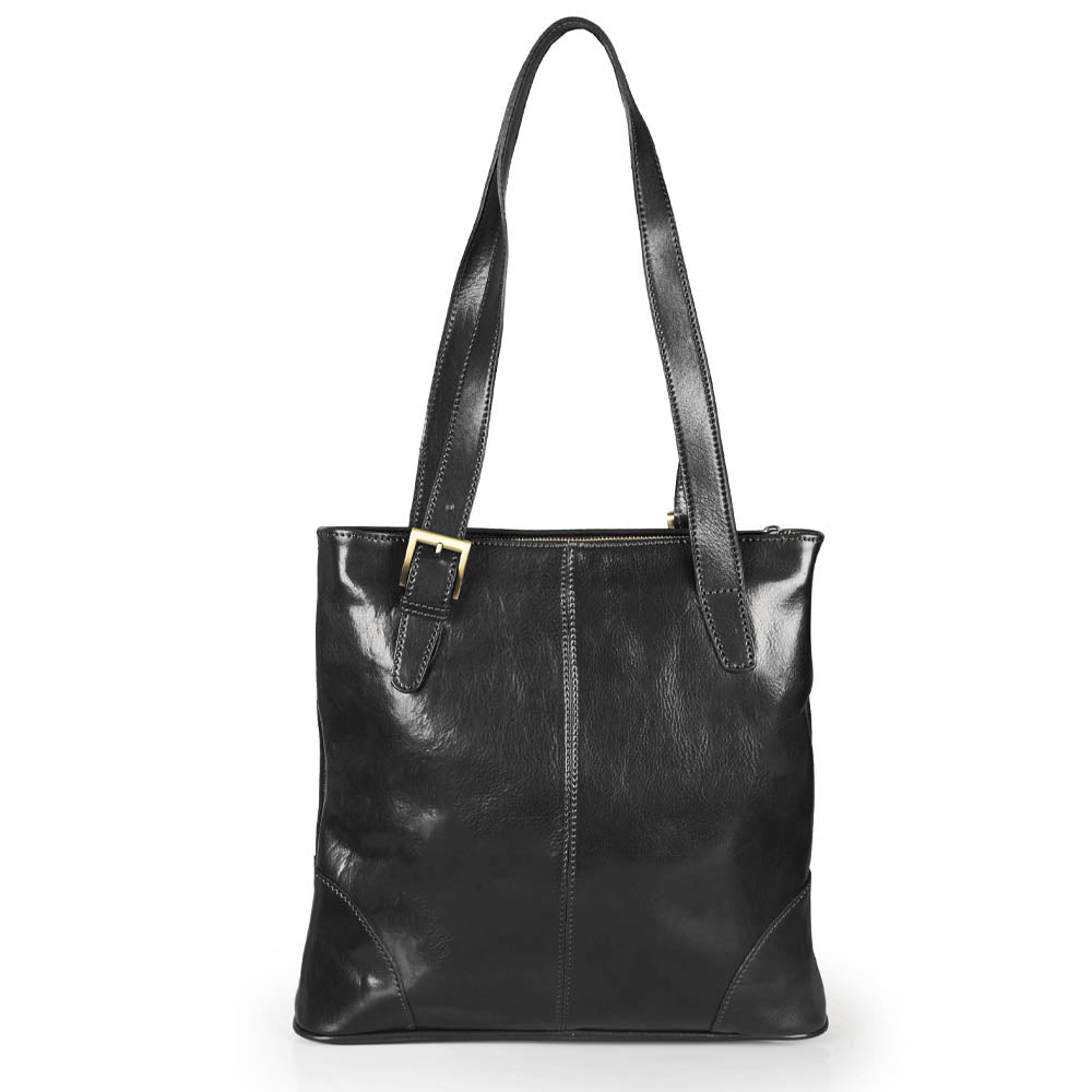 Borsa shopper in pelle nera