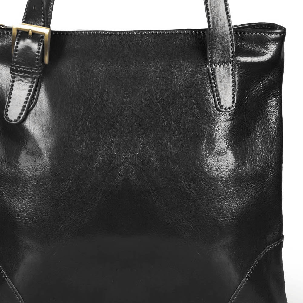 Borsa shopper in pelle nera