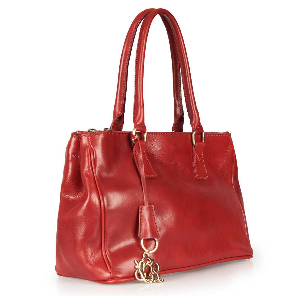 Borsa a mano in pelle rossa