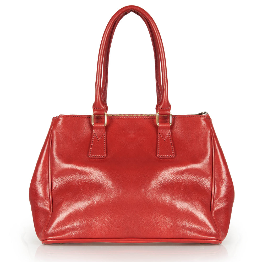 Borsa a mano in pelle rossa