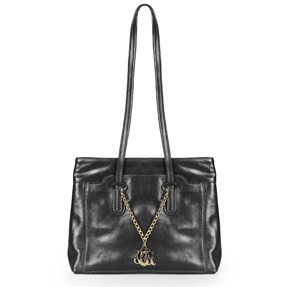 Black leather bag