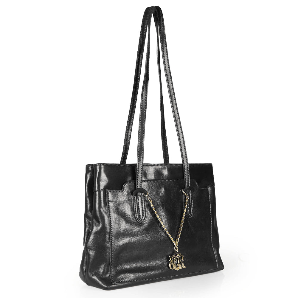 Black leather bag