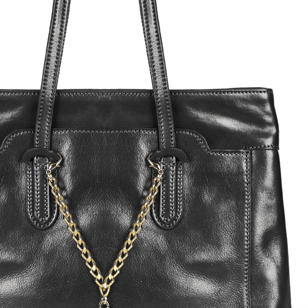 Black leather bag