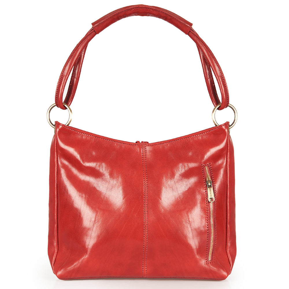 Borsa a mano in pelle rossa
